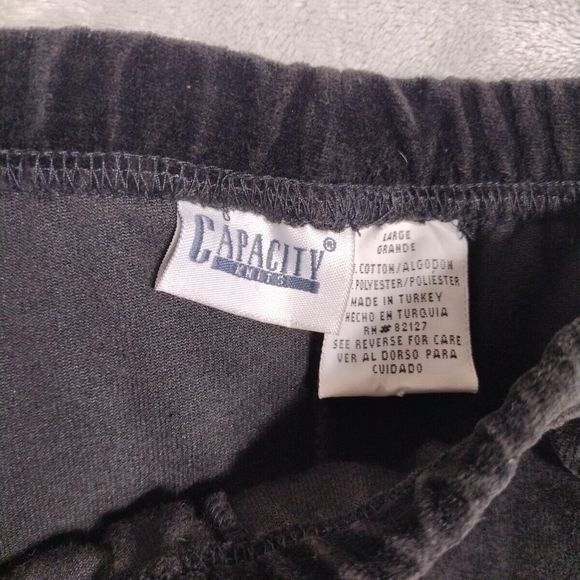 Velour Jogger Pants Black Pull On Elastic Waist Size L Vintage Liz claiborne - Picture 5 of 12